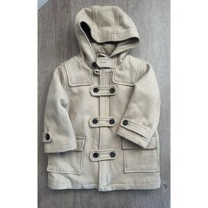 Janie & Jack 12-24 Month Beige Wool Blend Hooded Peacoat